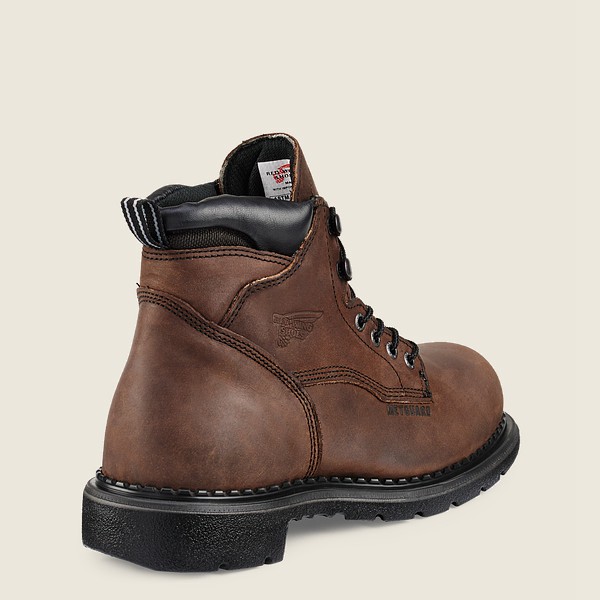 Red Wing Safety Boots Mens Brown/Black - Supersole® - 6-inch Waterproof Toe Metguard - 2961075-NI